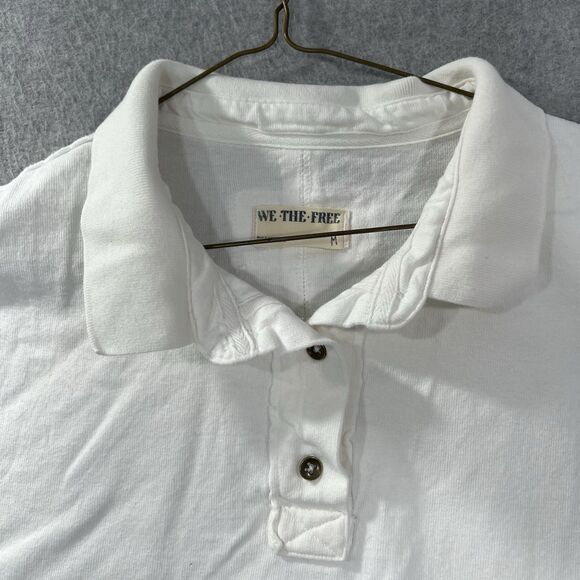 We The Free White Oversized Collar Polo Shirt Sleeveless M Boxy Basic - Picture 6 of 11